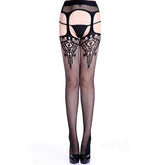 Kaamastra Women's Black Fishnet Suspender Pantyhose Stockings & Free Thong 6050